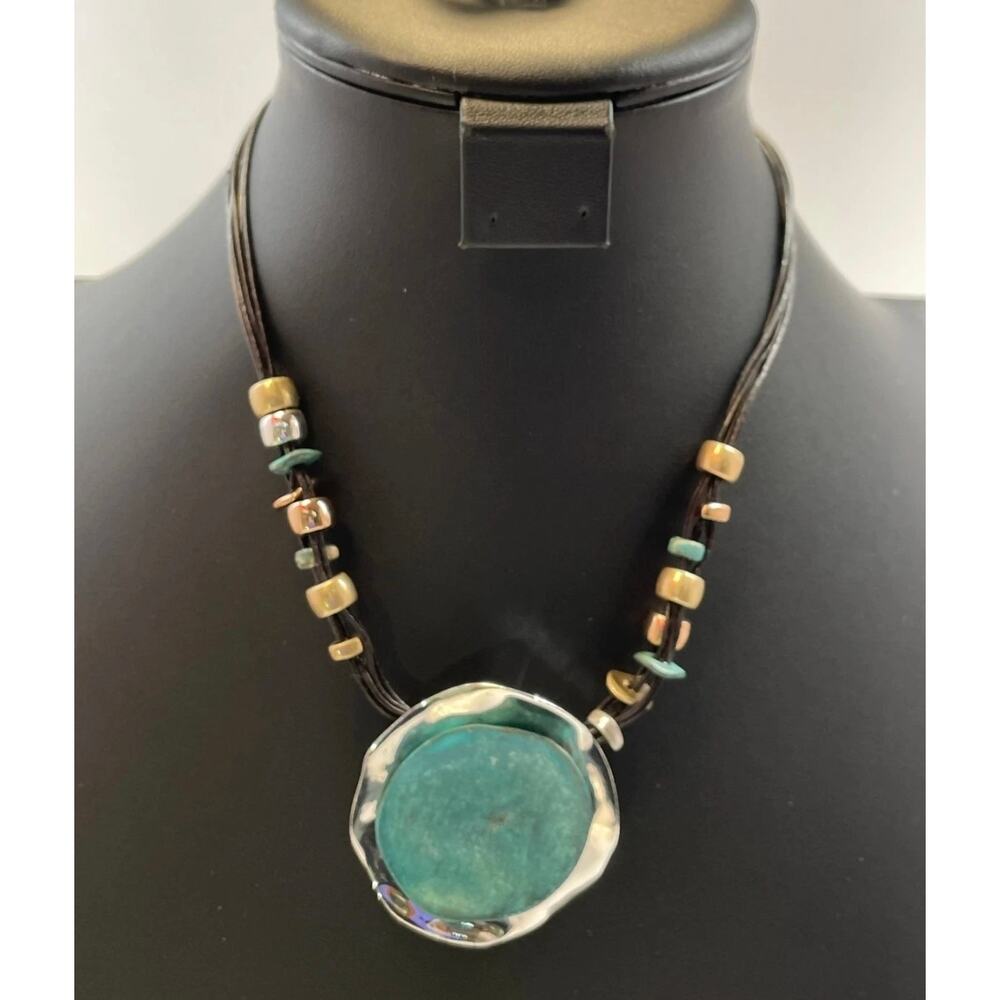 ROBERT LEE MORRIS SOHO JEWELRY SILVER STONE NECKLACE Vintage with tags - Picture 2 of 7